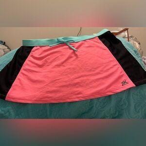 Girl's Zeroxposur Swim Skirt Coverup Size 14‎ 1/2 Black Neon Pink Teal waistband